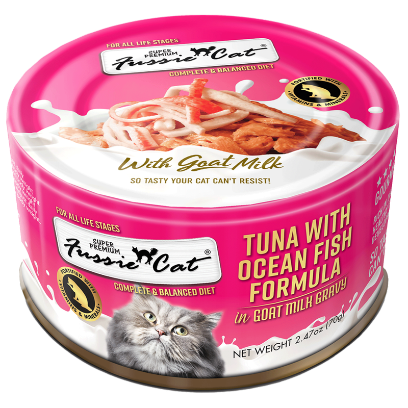 FUSSIE CAT TUNA OCEANFISH GOAT MILK 2.47OZ