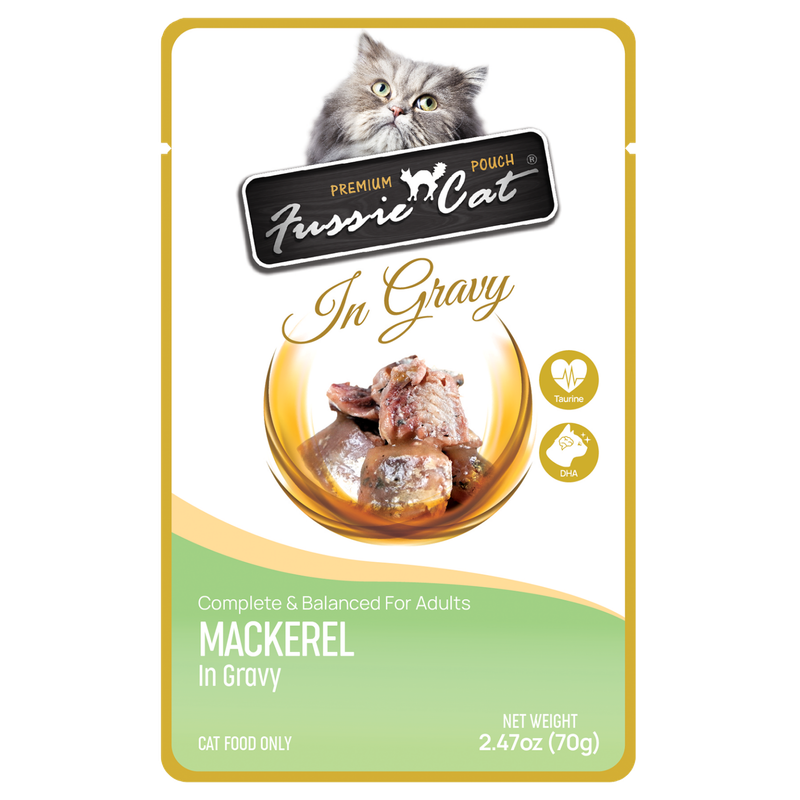 FUSSIE CAT  MACKEREL IN GRAVY 2.47OZ POUCH