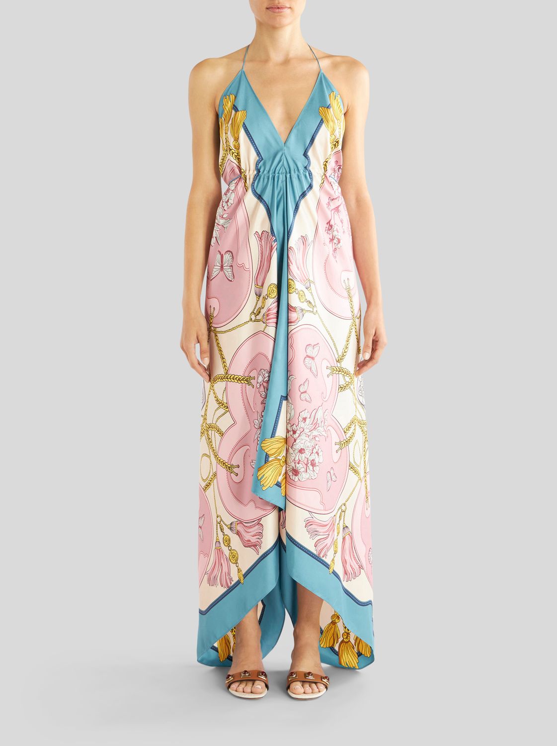 Etro-Long Silk Dress, Color: pink, Size: 42