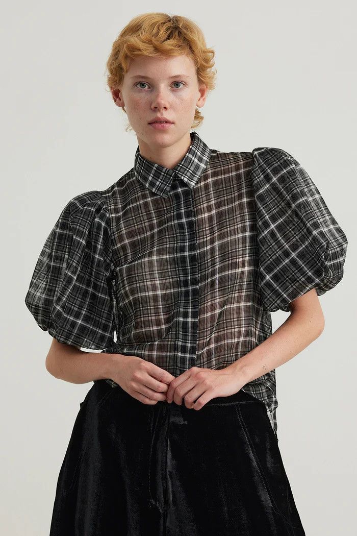 Britt-Daphne Blouse, Color: liquorice check, Size: 34
