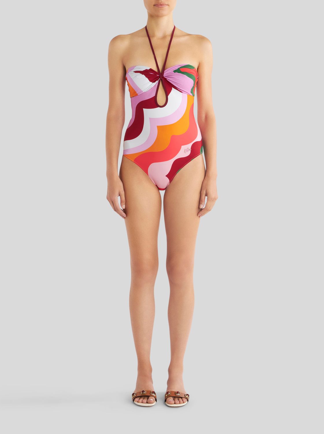 Etro-Bathingsuit One Pc, Color: pink/orange waves, Size: 42