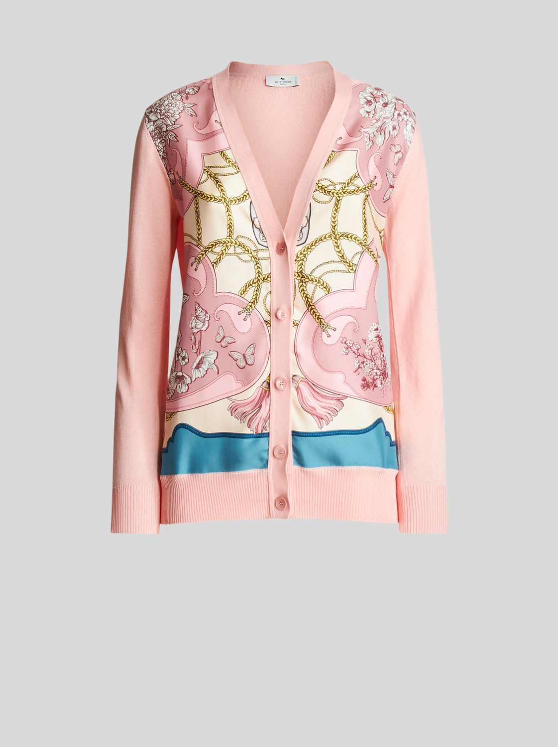 Etro-Cardigan Printed Silk, Color: pink, Size: 42
