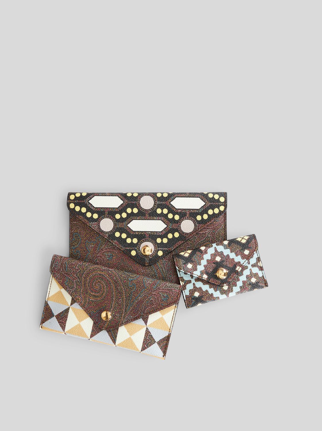 Etro-Set 3 pochettes PVC Printed, Color: blue/brown, Size: OS