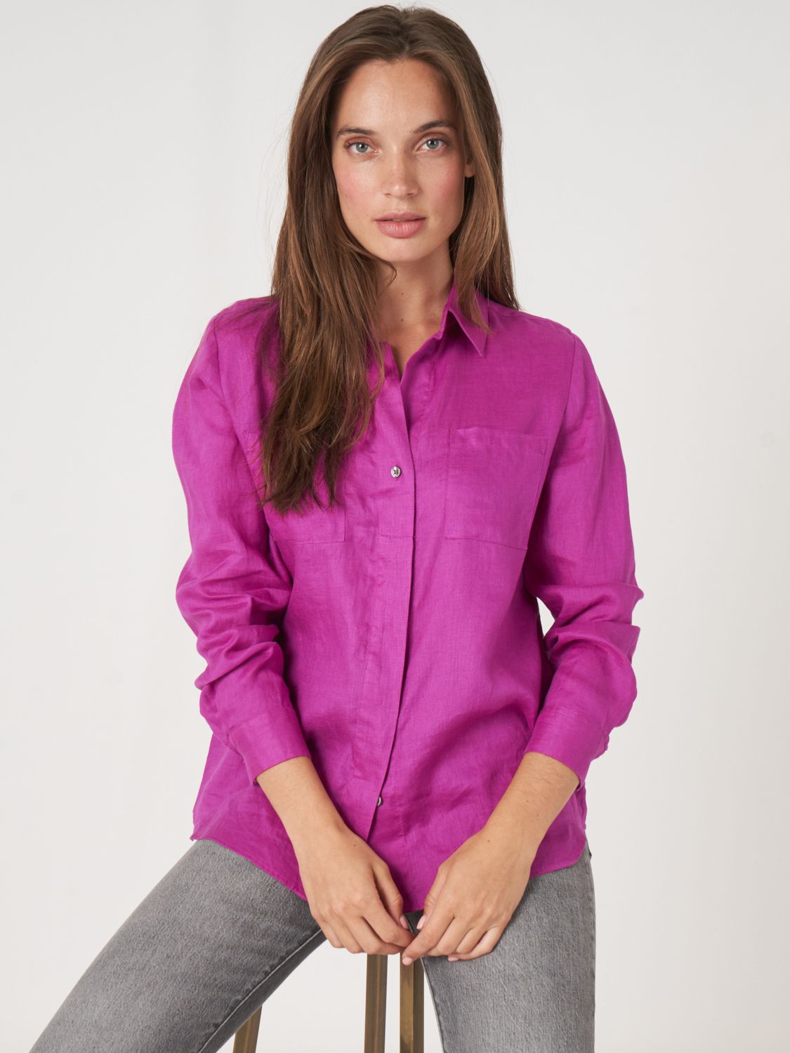 Rep-Linen Shirt LS, Color: white, Size: XXS