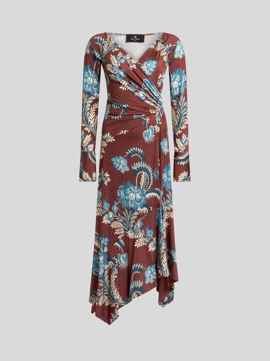 Etro-Long Dress, Size: 42, Color: burgundy/blue