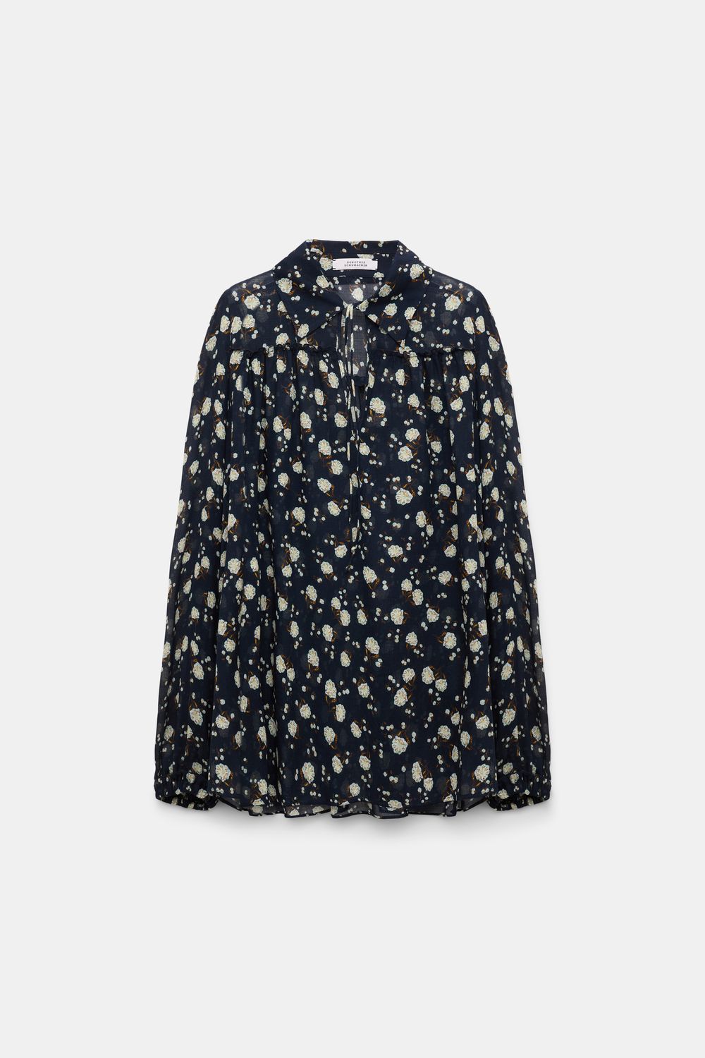 Schu-Floral Volumes Blouse, Size: 0, Color: blue-white flower garden