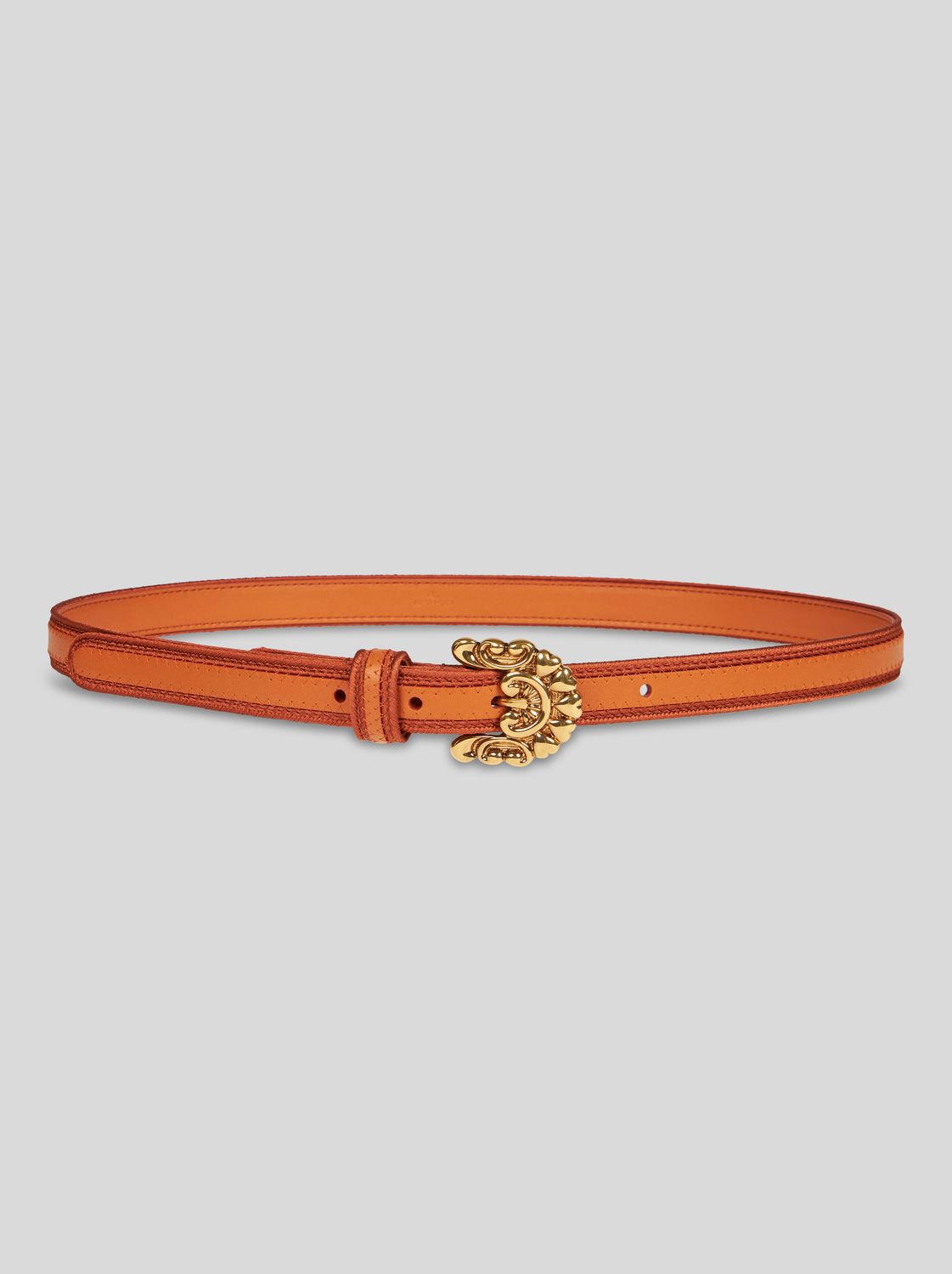 Etro-Thin Leather Belt, Size: 80, Color: orange