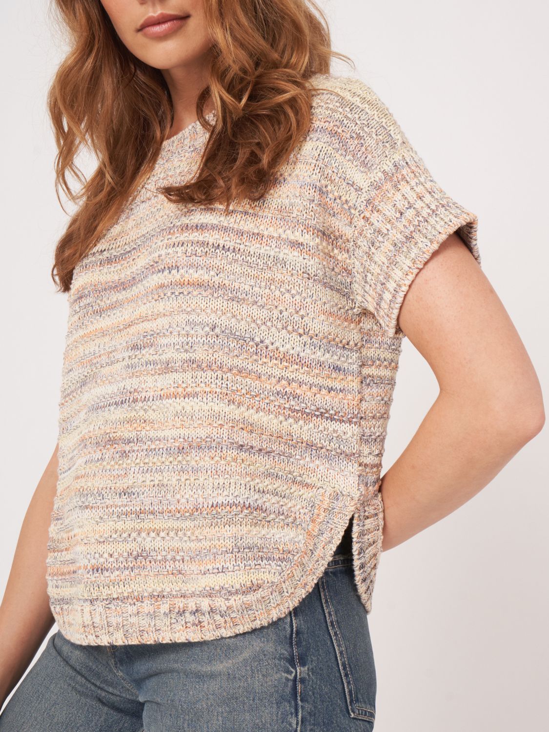 Repeat Cotton Knit Top, Color: multi, Size: XS