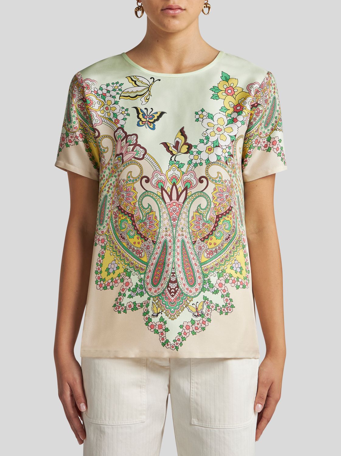Etro-Silk Top SS, Size: 42, Color: white