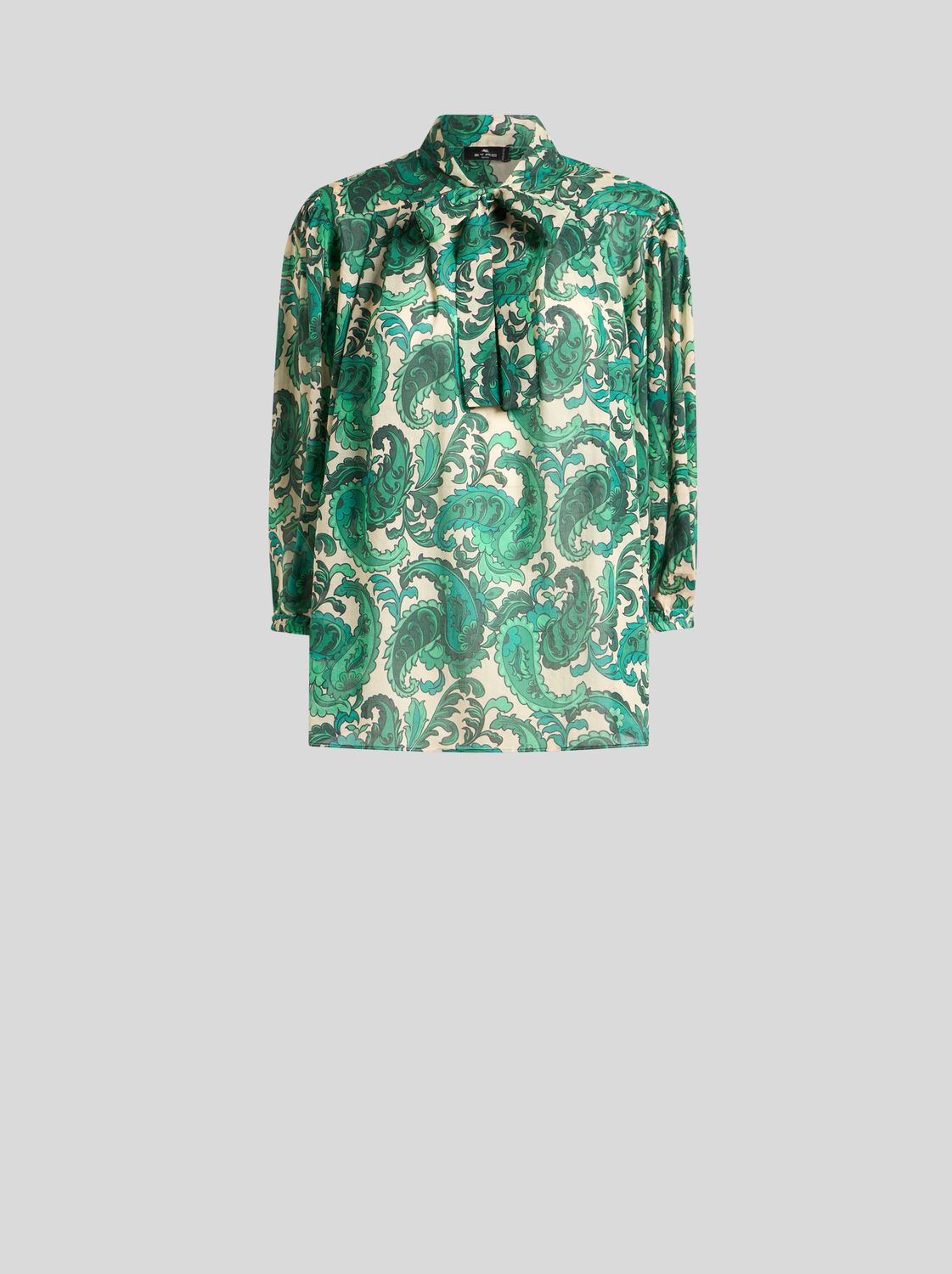 Etro-Print Silk Blouse, Size: 42, Color: green