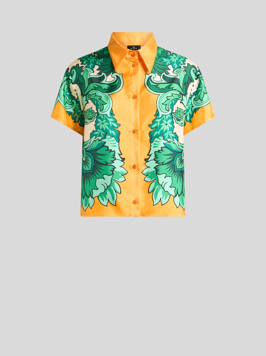 Etro-Silk Print Shirt, Size: 40, Color: ivory/orange
