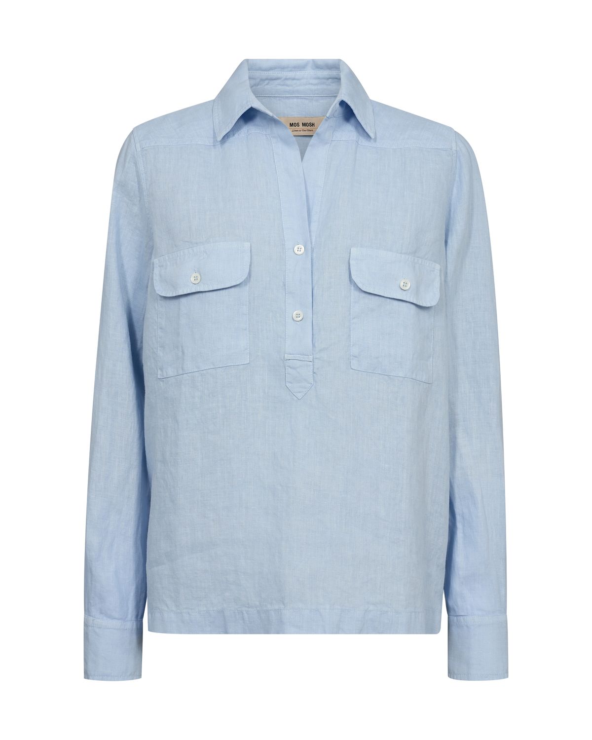 Mosh-Enna Linen Pocket Blouse, Size: XS, Color: skyway