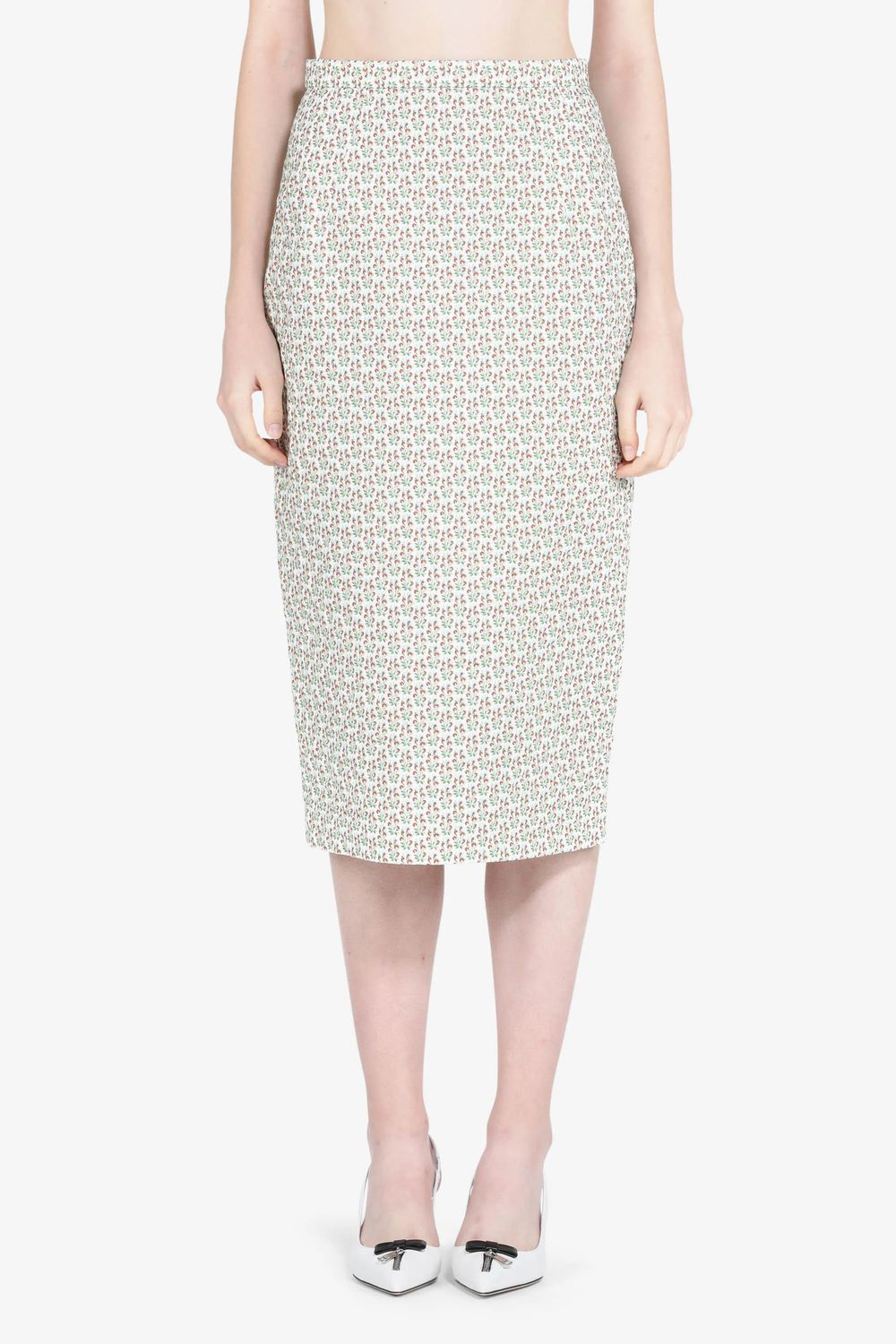 N21-Long Printed Skirt, Size: 42, Color: white/green