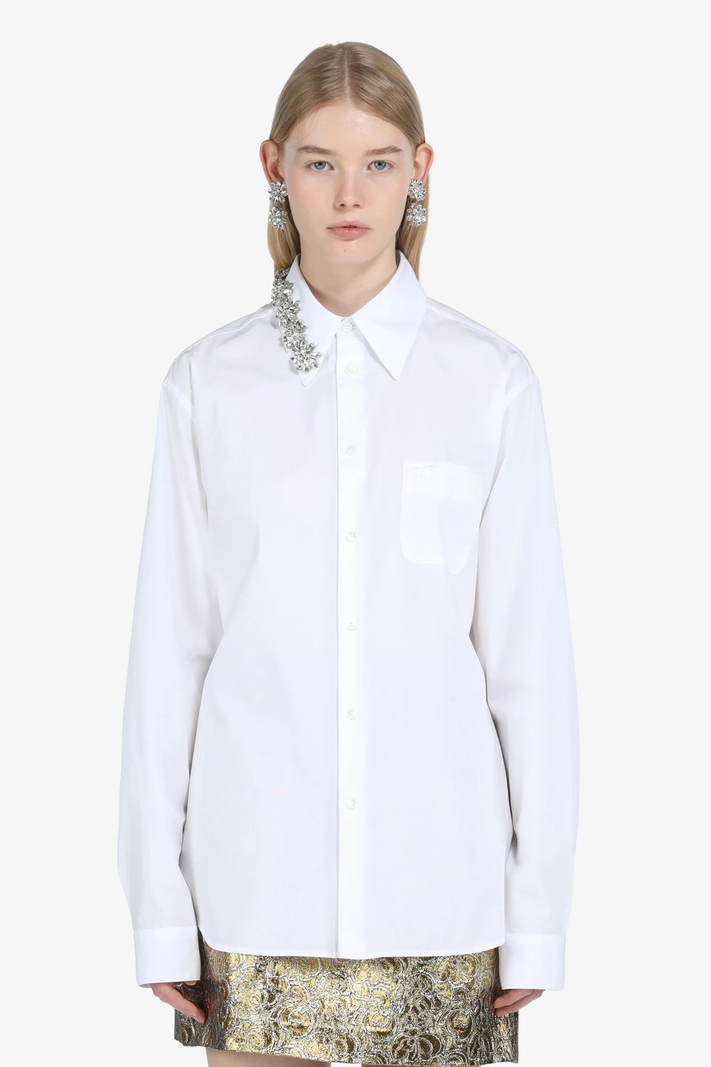 N21-Shirt Jewelled Collar, Size: XS, Color: white