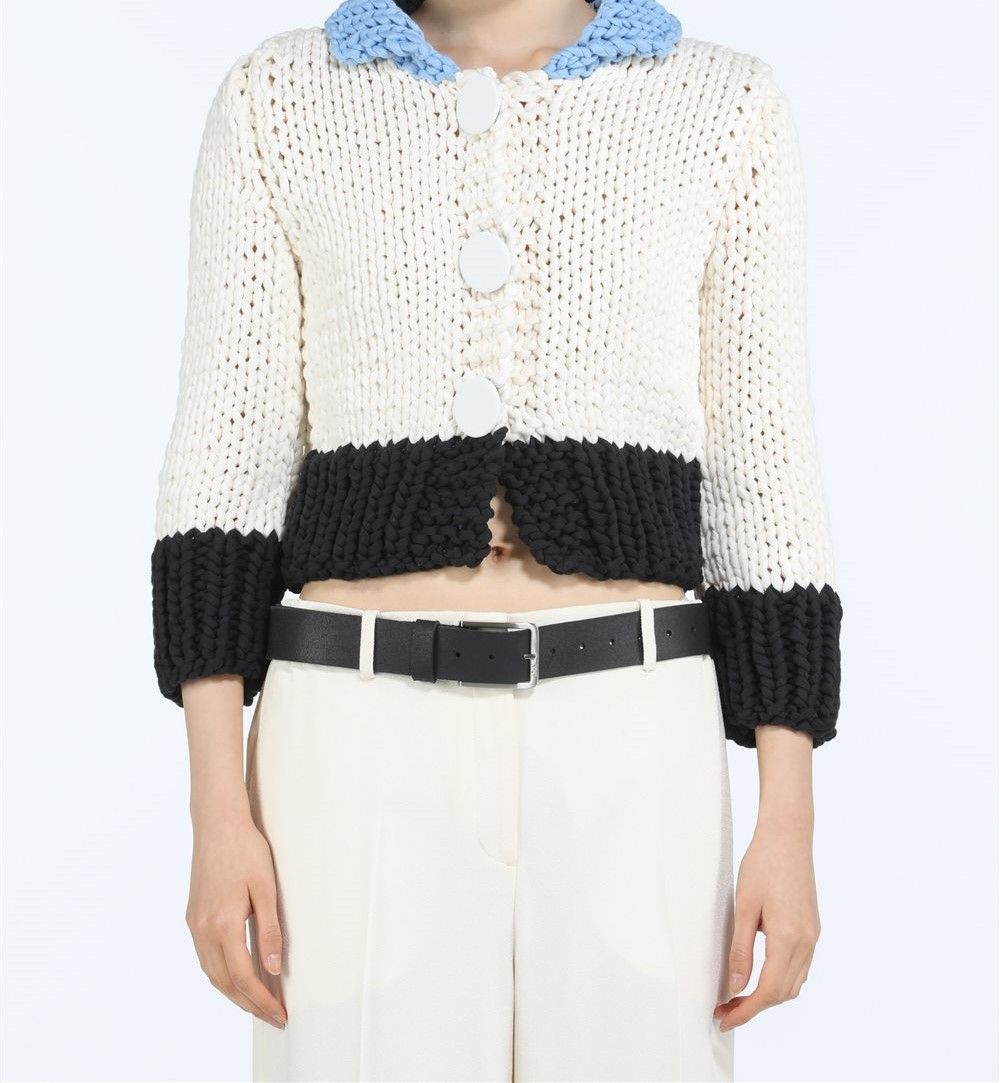 N21-Knitted Jacket, Size: 44, Color: white/blue