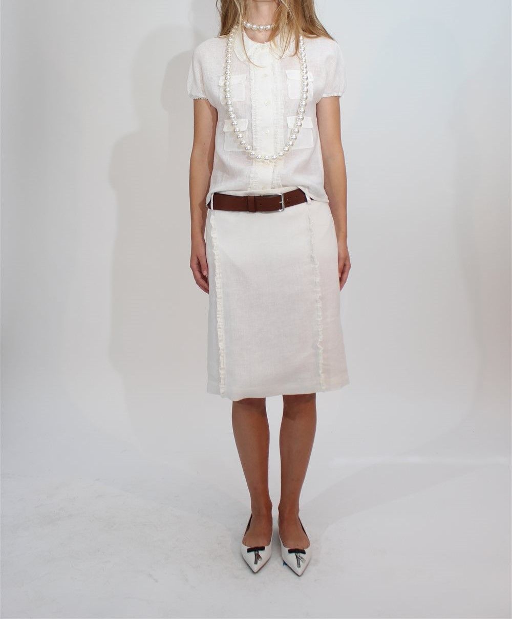N21-Linen Pencil Skirt, Size: 42, Color: white