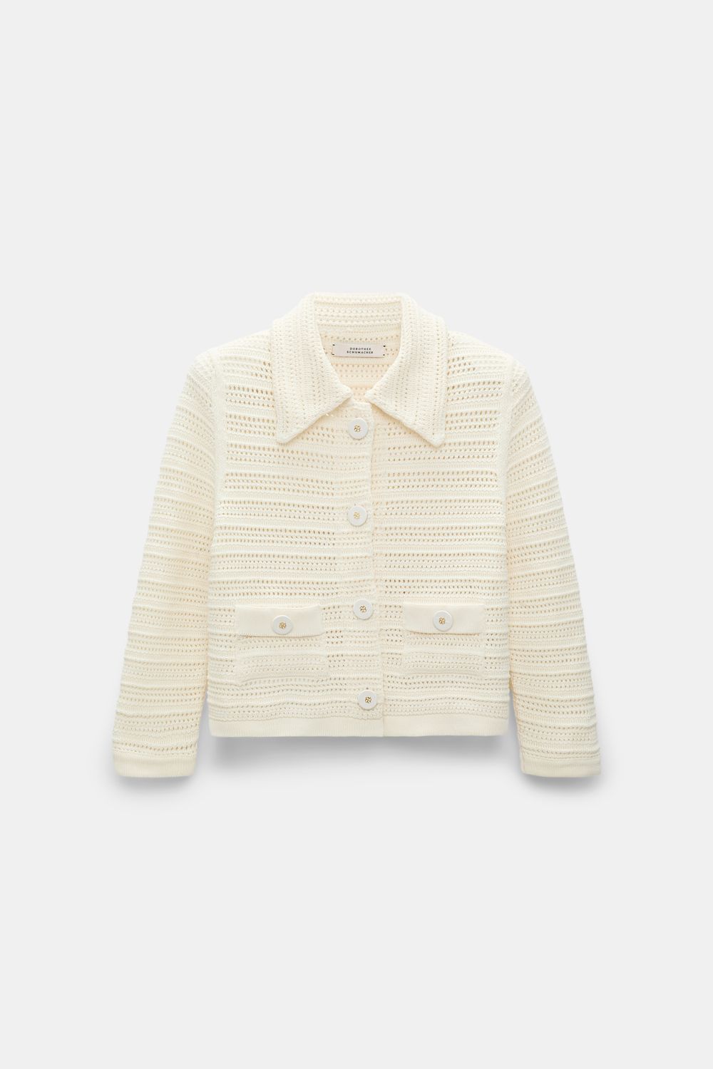 Schu-Precise Pointelle Jacket, Size: 1, Color: creamwhite