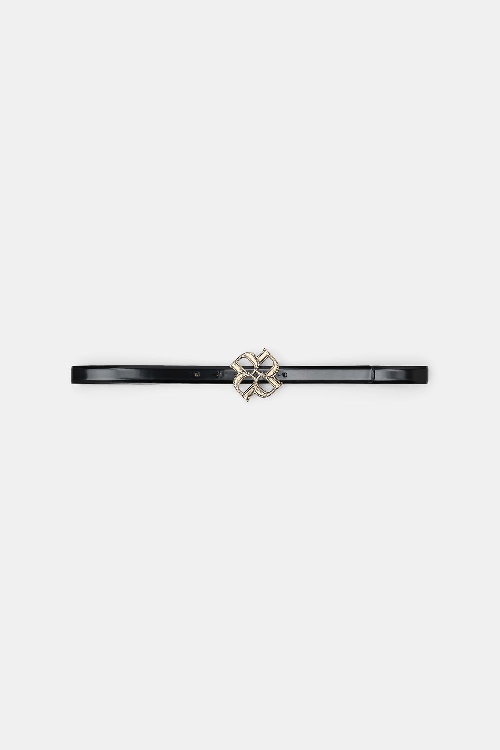 Schu-Subtle Shine D Rose Buckle Belt, Size: 80, Color: pure black