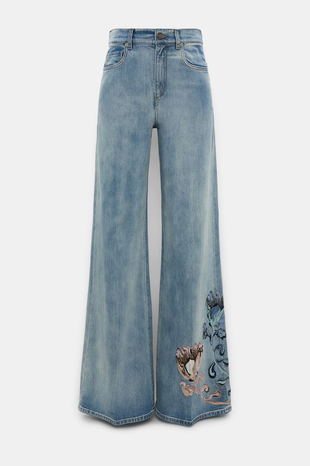 Schu-Denim Love Pant Emberoidery, Size: 26, Color: marble blue
