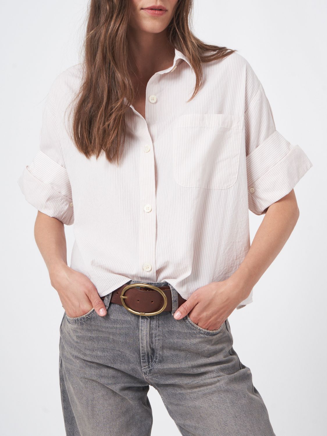 Rep-Pinstripe Shirt, Size: XS, Color: beige