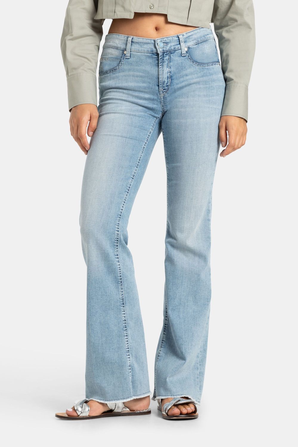Cam-Paris Flared Jeans, Color: lt blue contraste bleached fringe, Size: 32