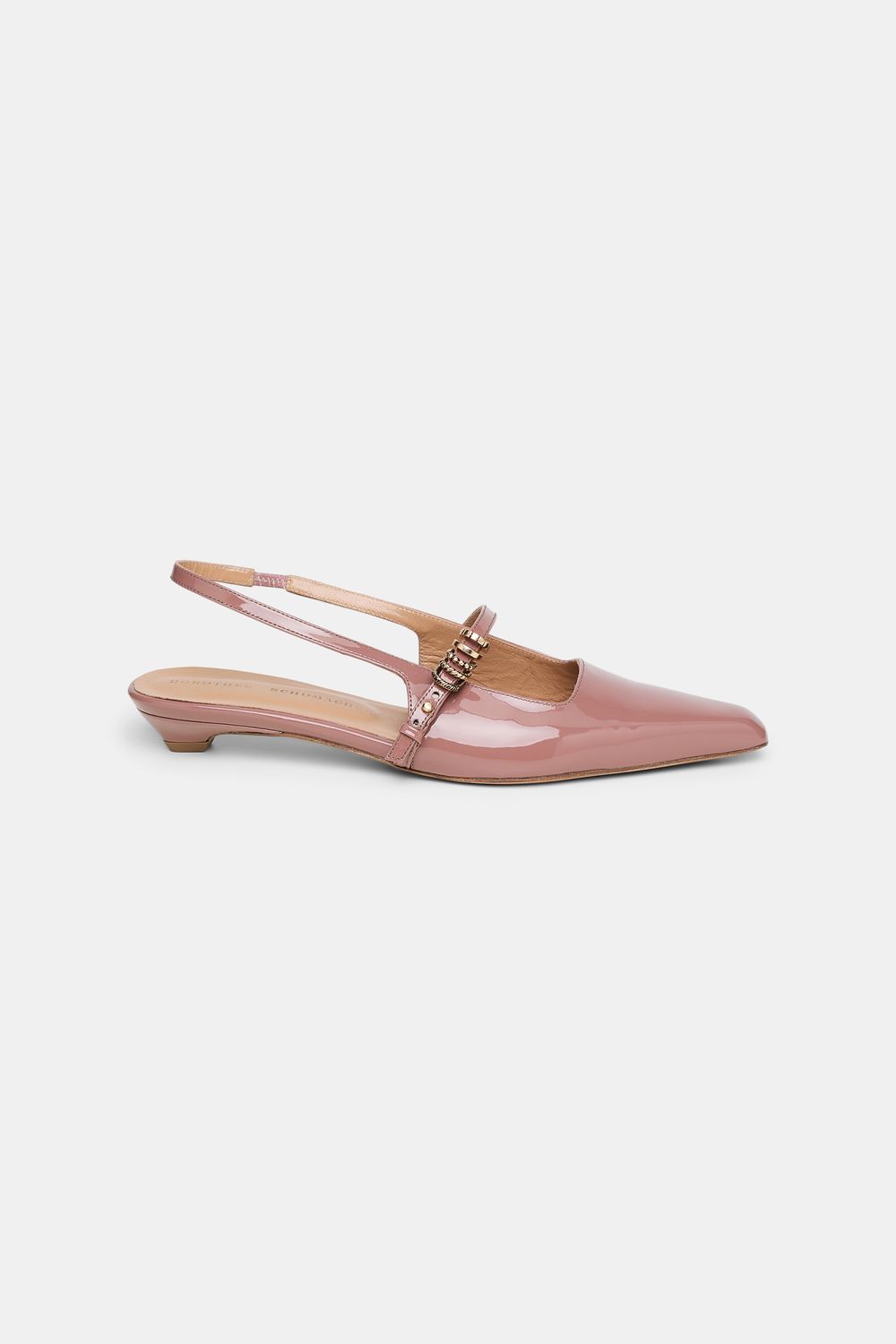 Schu-Glossy Shine Slingback Flat Shoes, Size: I37, Color: copper