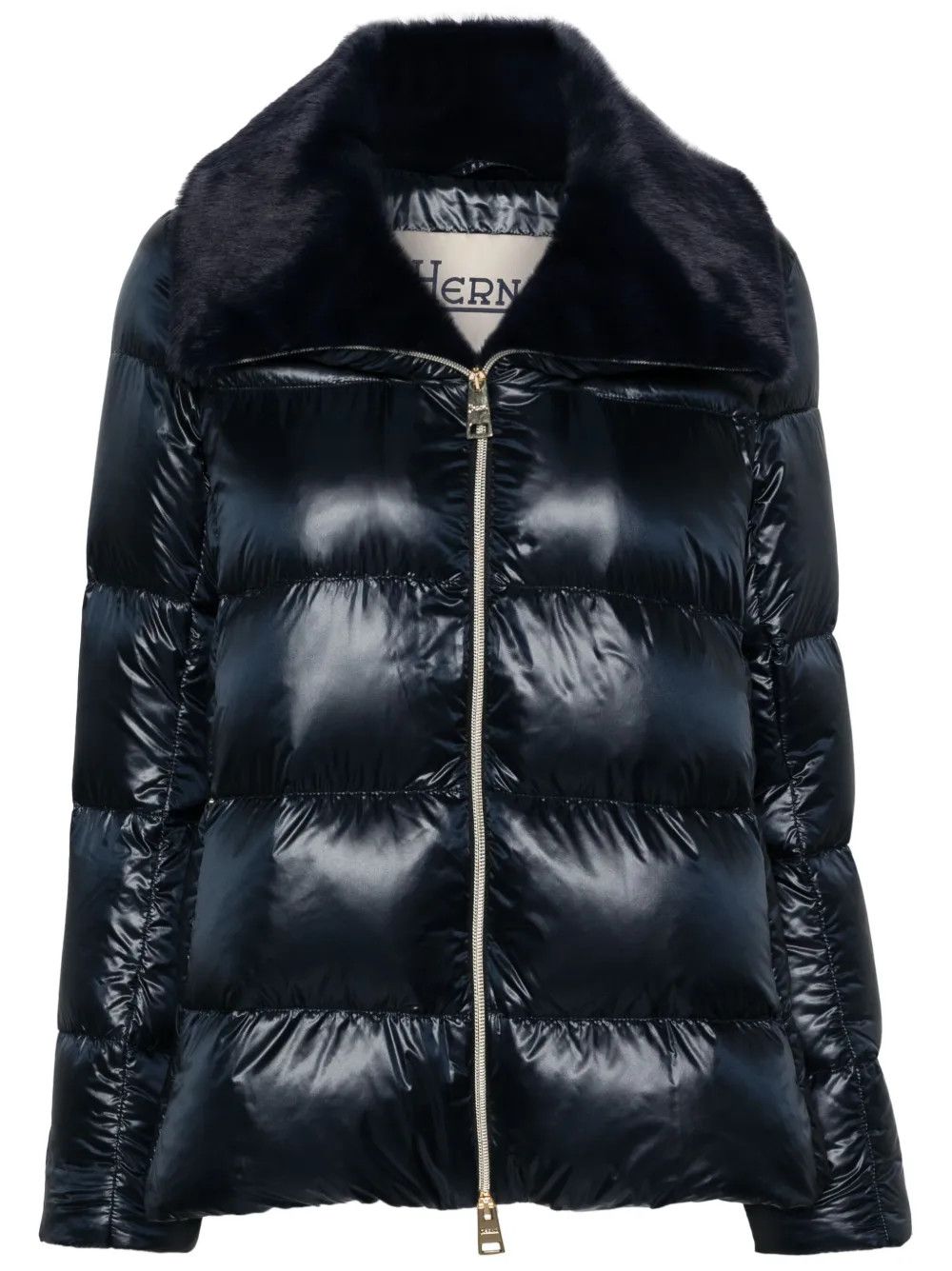 Her-Short Nylon Light Faux Fur, Size: 40, Color: navy