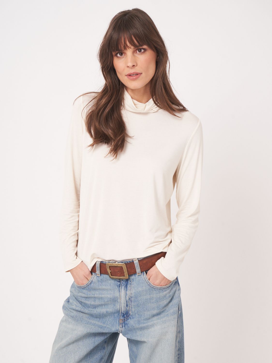 Rep-T-Neck LS Top, Size: S, Color: ivory