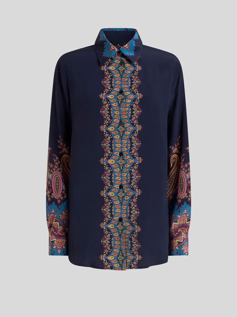 Etro-Shirt Print Front, Size: 38, Color: blue
