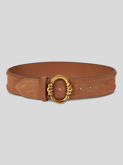 Etro-Wide Suede Belt Oval Buckle