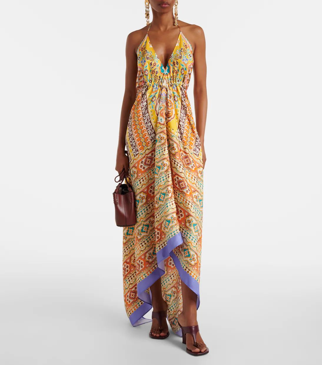 Etro-Beach Dress Cover-Up, Size: S, Color: yellow/blue
