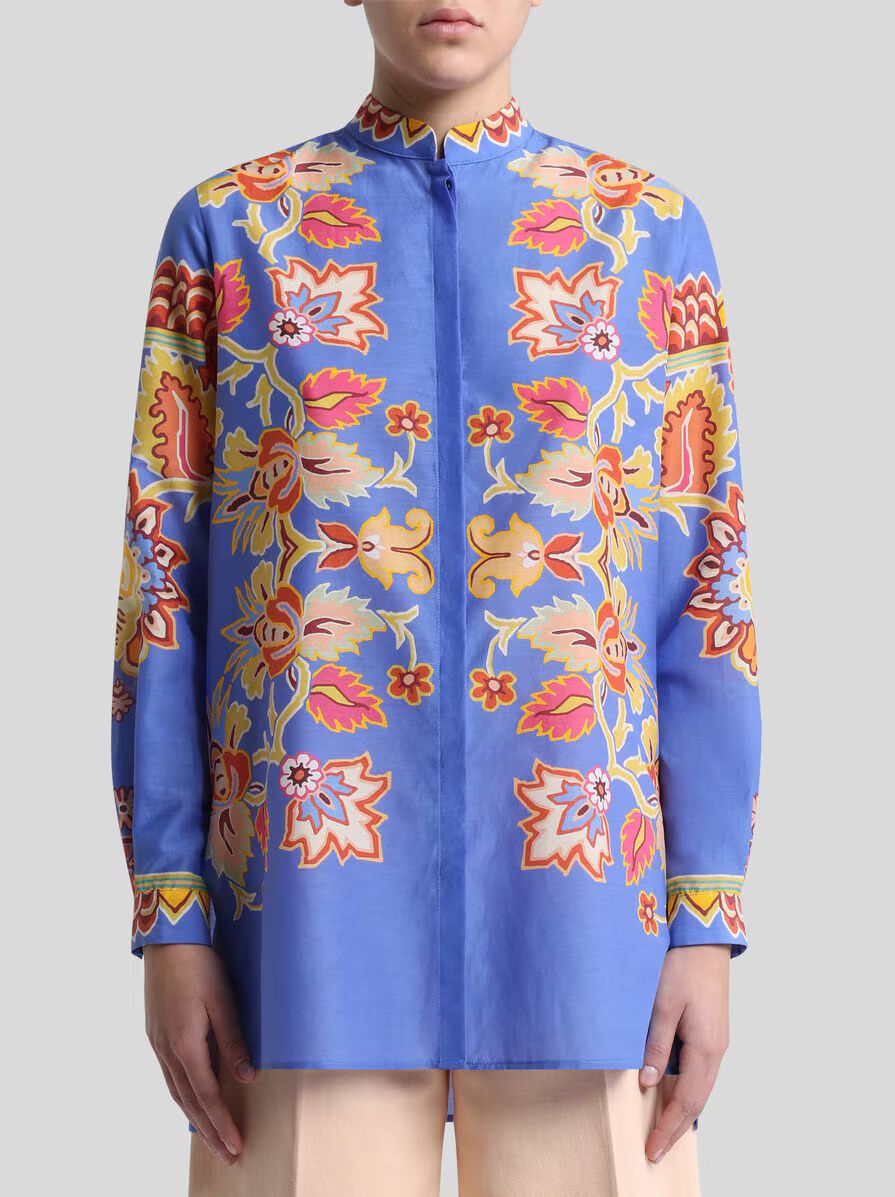 Etro-Printed Shirt Collar, Size: 40, Color: azure