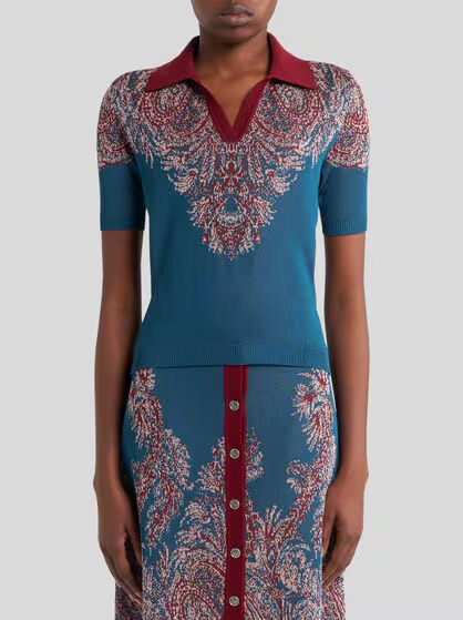 Etro-Knit Polo, Size: 40, Color: blue