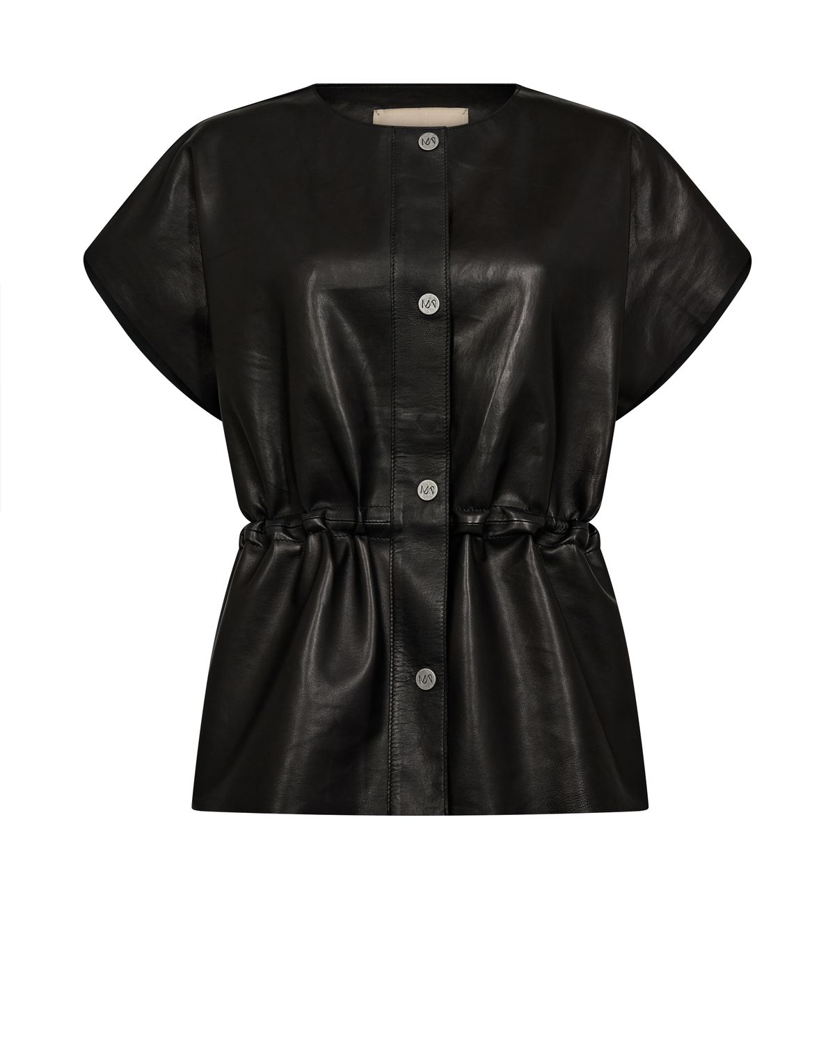 Mosh-Aylin Leather Waistcoat, Size: 34, Color: black