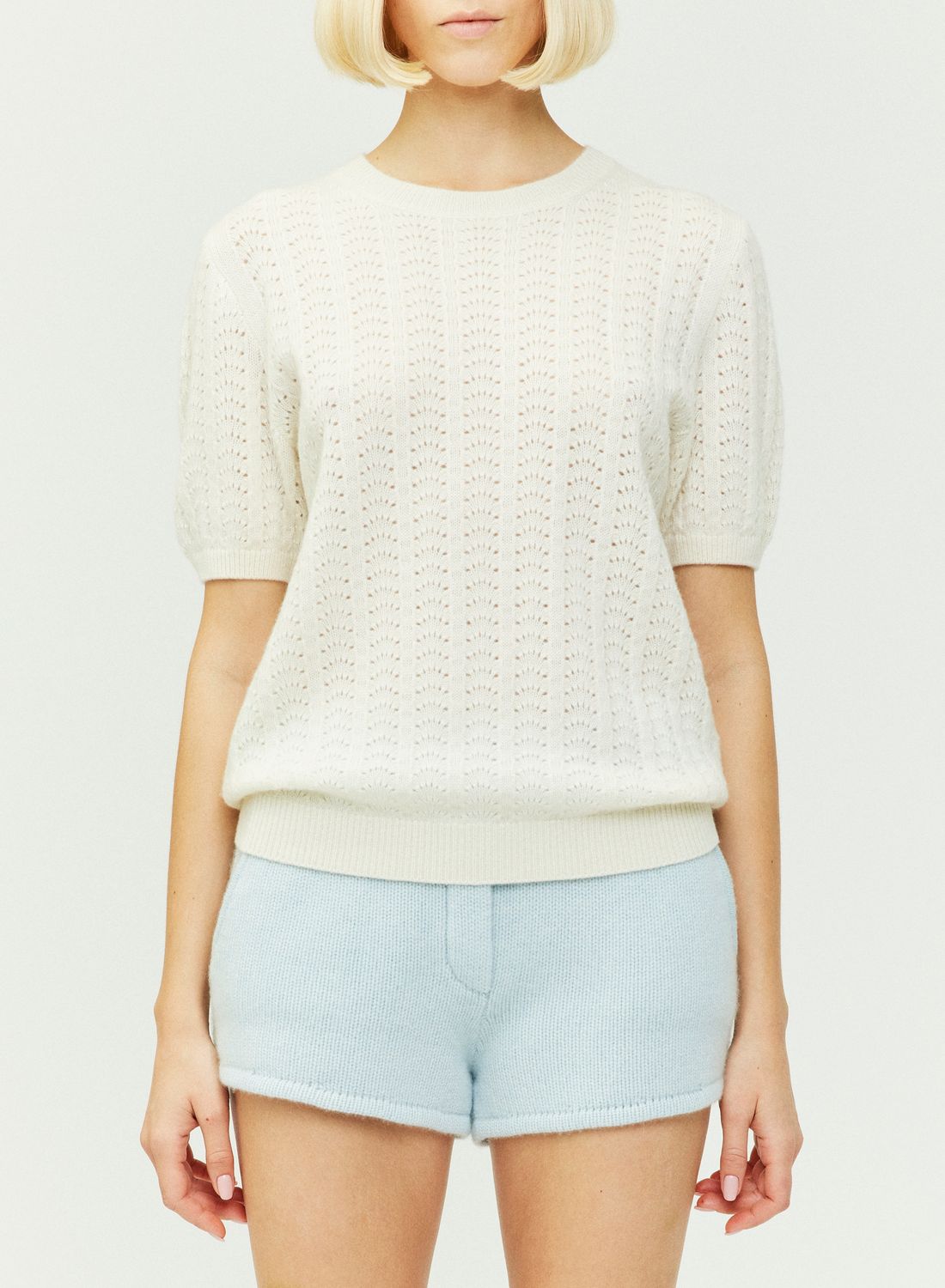 LY-Cecelia Pointelle Sweater, Size: 0, Color: cream