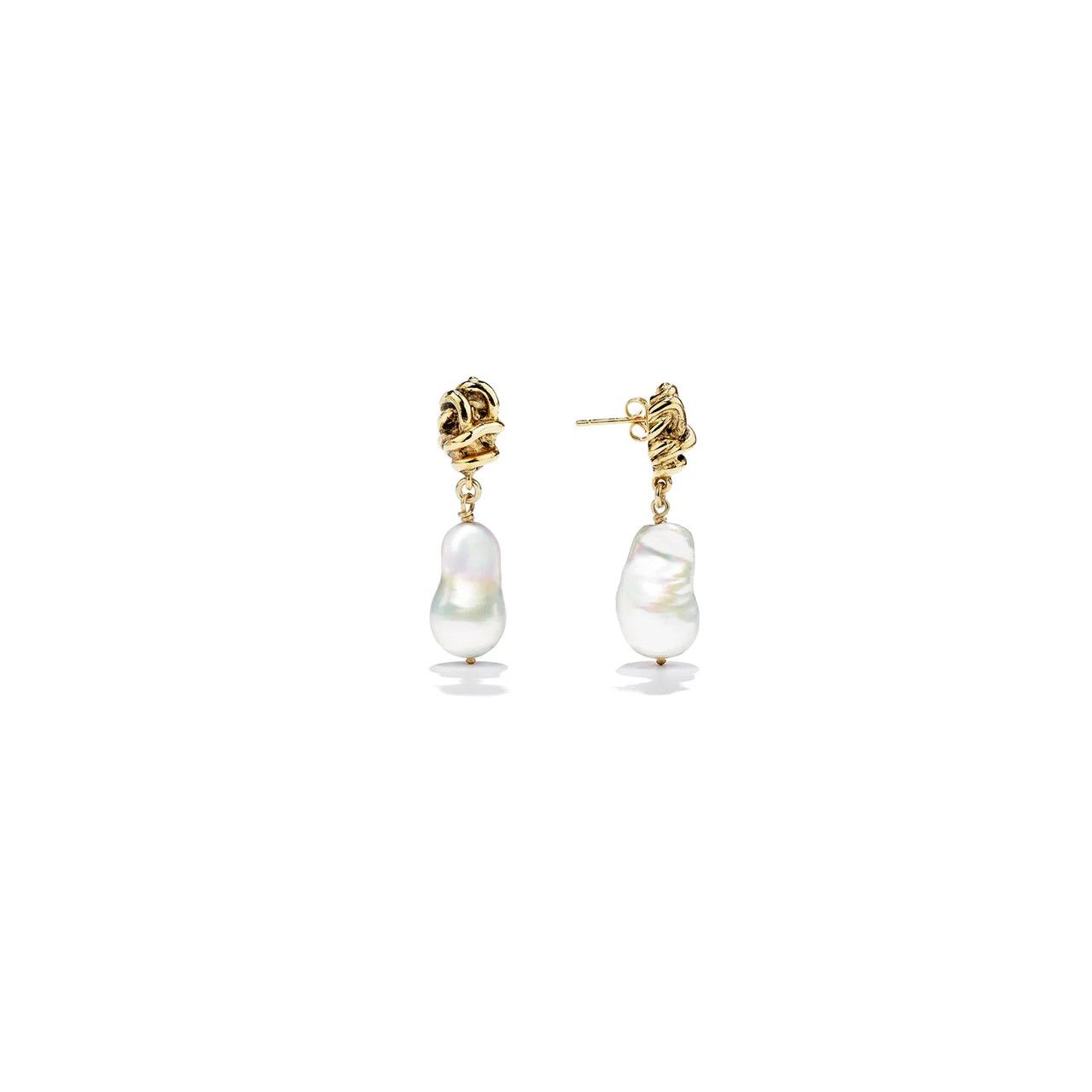 Goos-Riviera Baroque Pearls Pin Earrings, Color: yellow gold/white, Size: OS