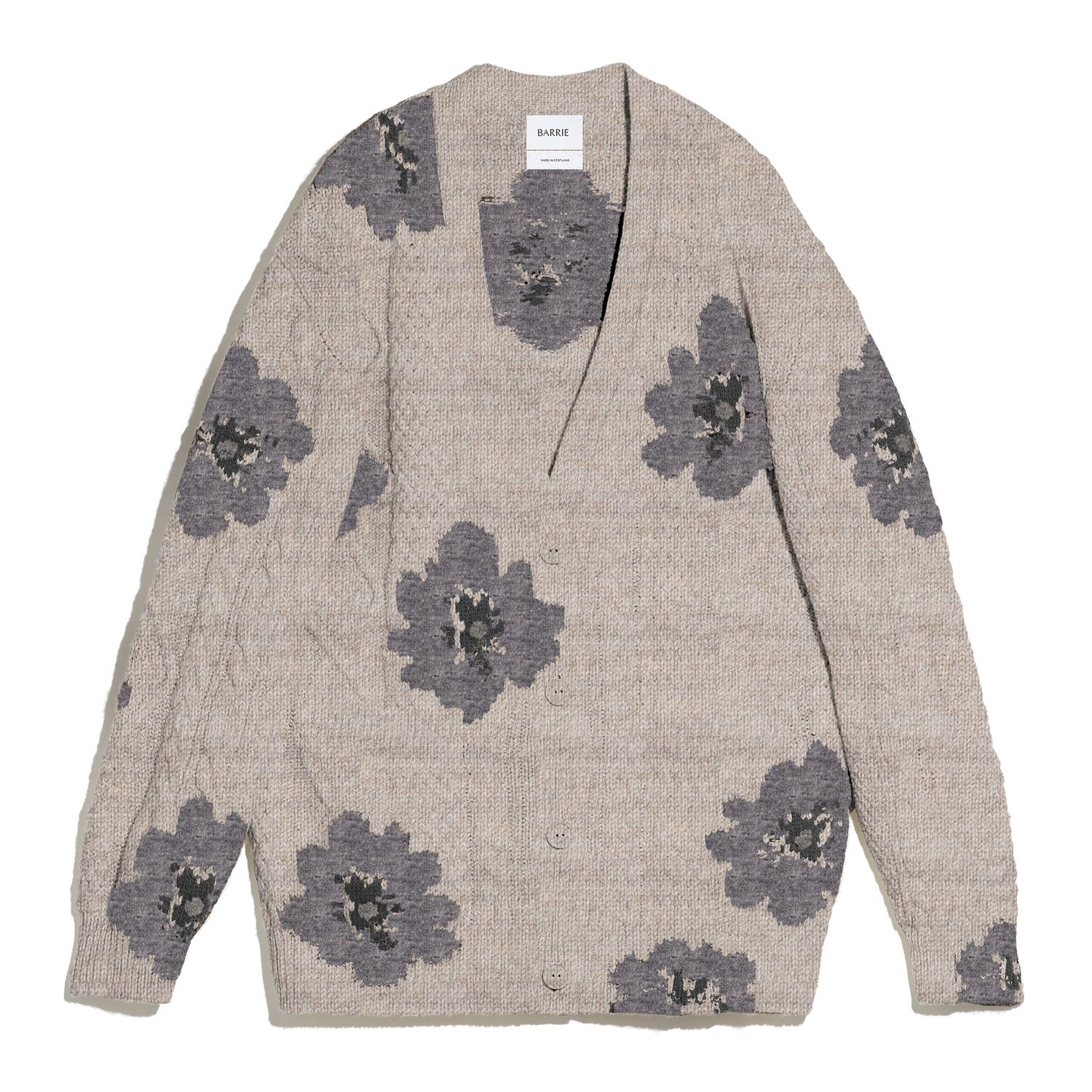 Bar-Cardigan Cockade Flowers, Color: grey flannel/derby grey, Size: XS