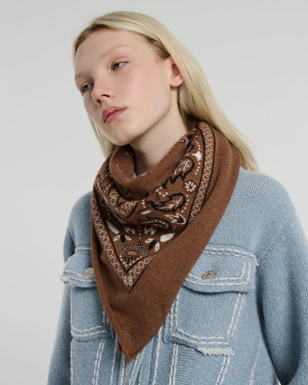 Bar-Scarf Bandana, Color: hazelnut/black, Size: OS