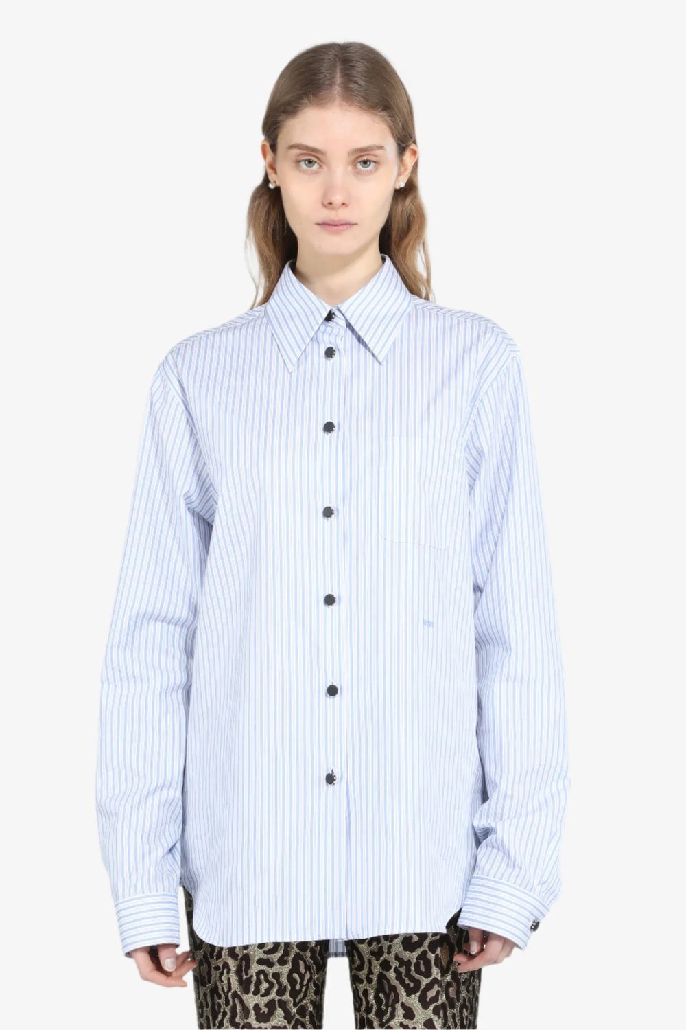 N21-Stripe Shirt, Color: azure, Size: S