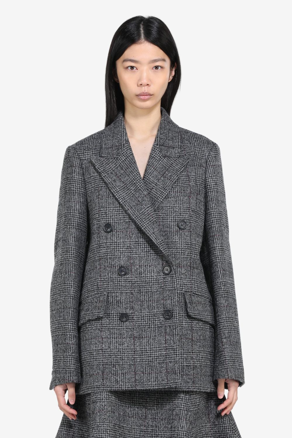 N21-Background Square Double Breast Jacket, Color: black/white, Size: 38