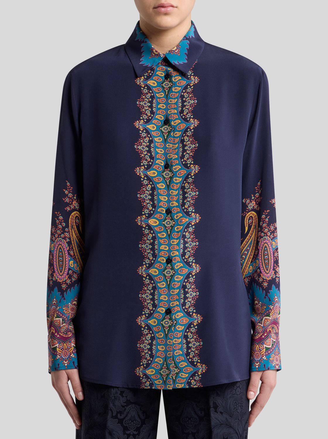 Etro-Shirt Print Front, Size: 38, Color: blue