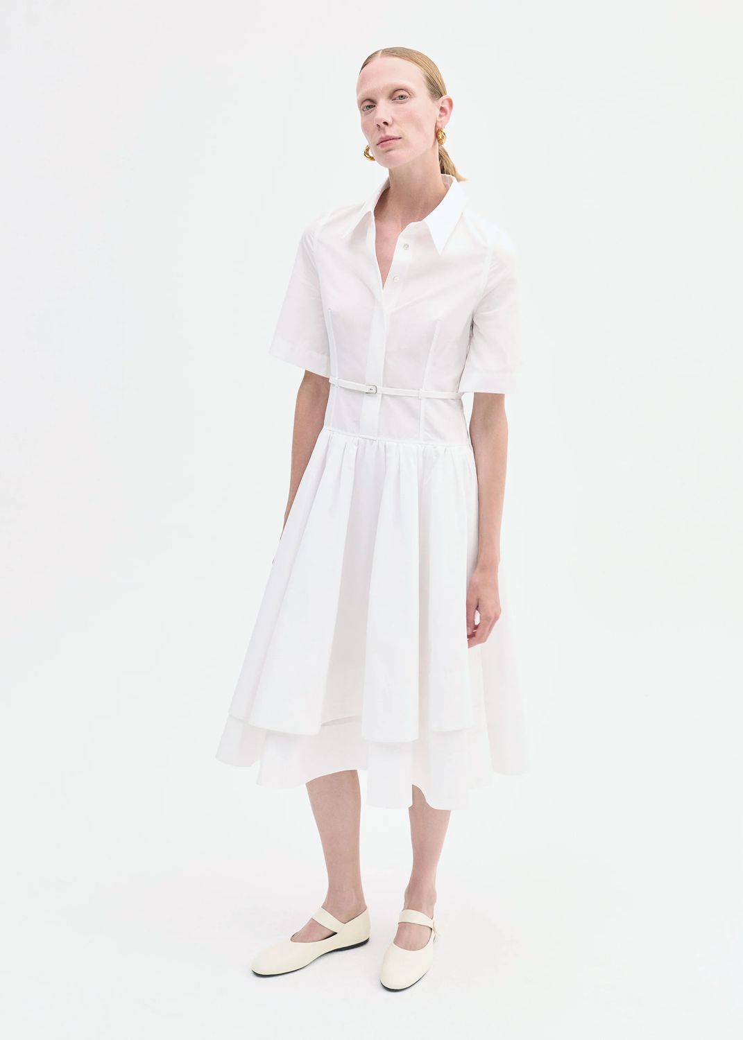 CO-SS Belted Dress, Color: white, Size: S