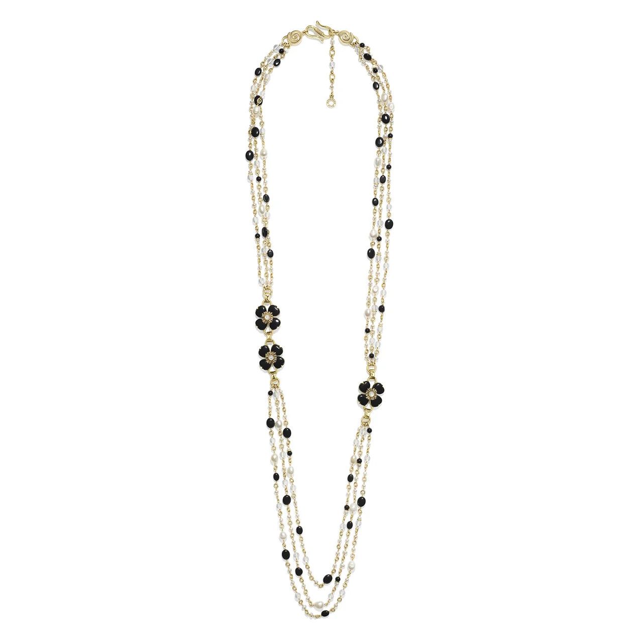 Goos-Trefle Long Necklace 3 Rows, Color: black agate
