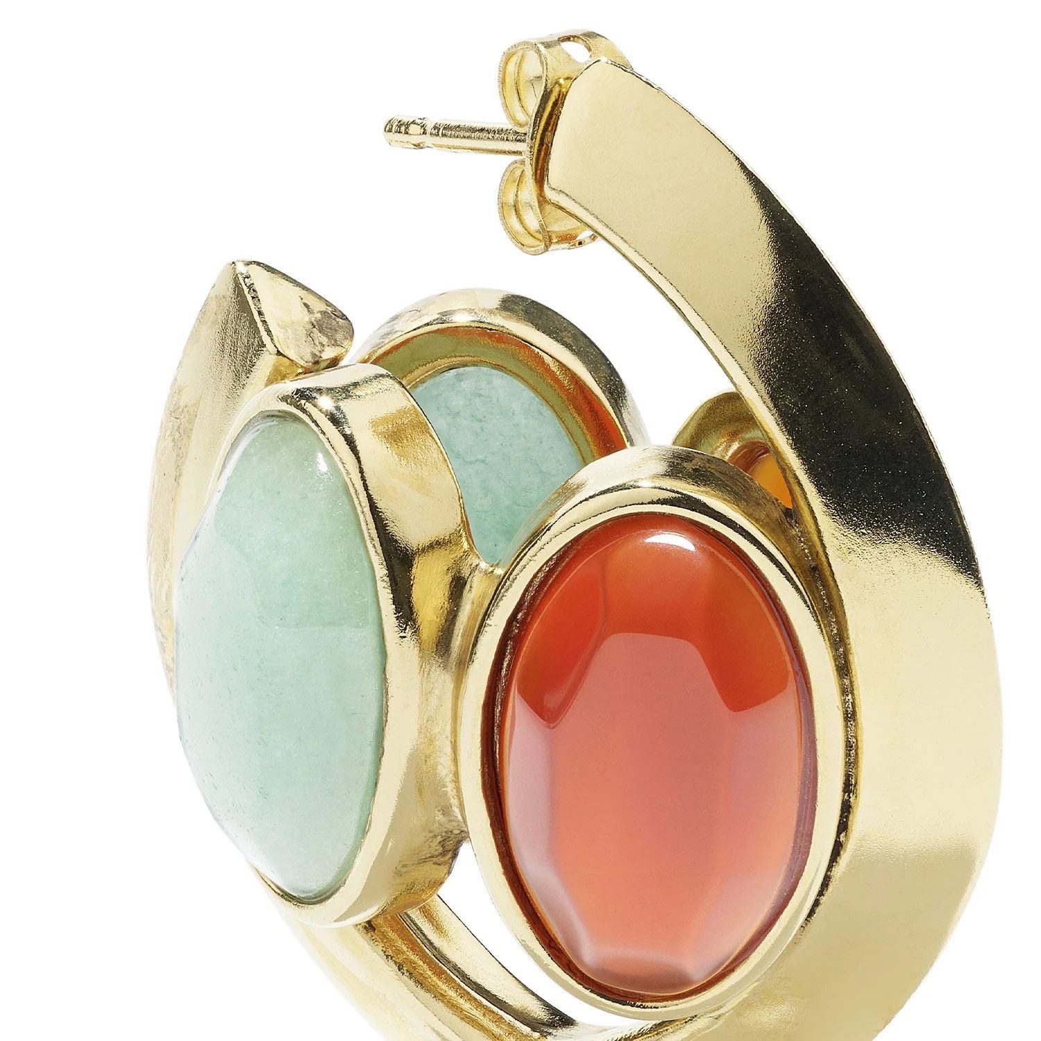 Goos-Bosphore Hoop Earrings, Color: cornaline &amp; aventurine, Size: OS
