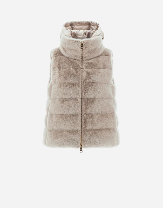 Her-Short Vest Faux Fur