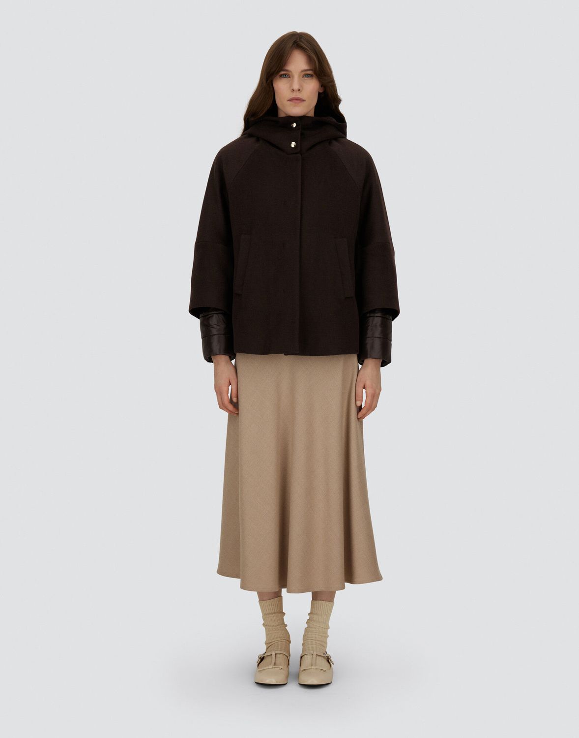 Her-Pure Cashmere Jacket Hooded, Color: marron, Size: 40
