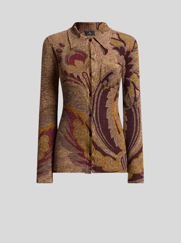 Etro-Knit Rib Polo Button Top