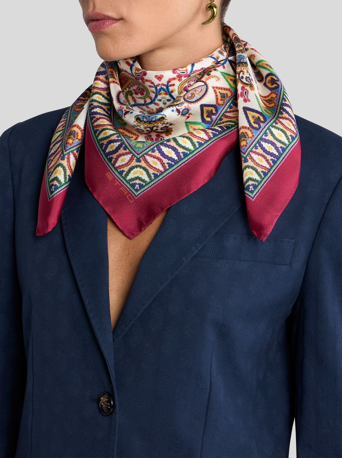 Etro-Turandot Scarf, Color: burgundy/multi, Size: 70x70
