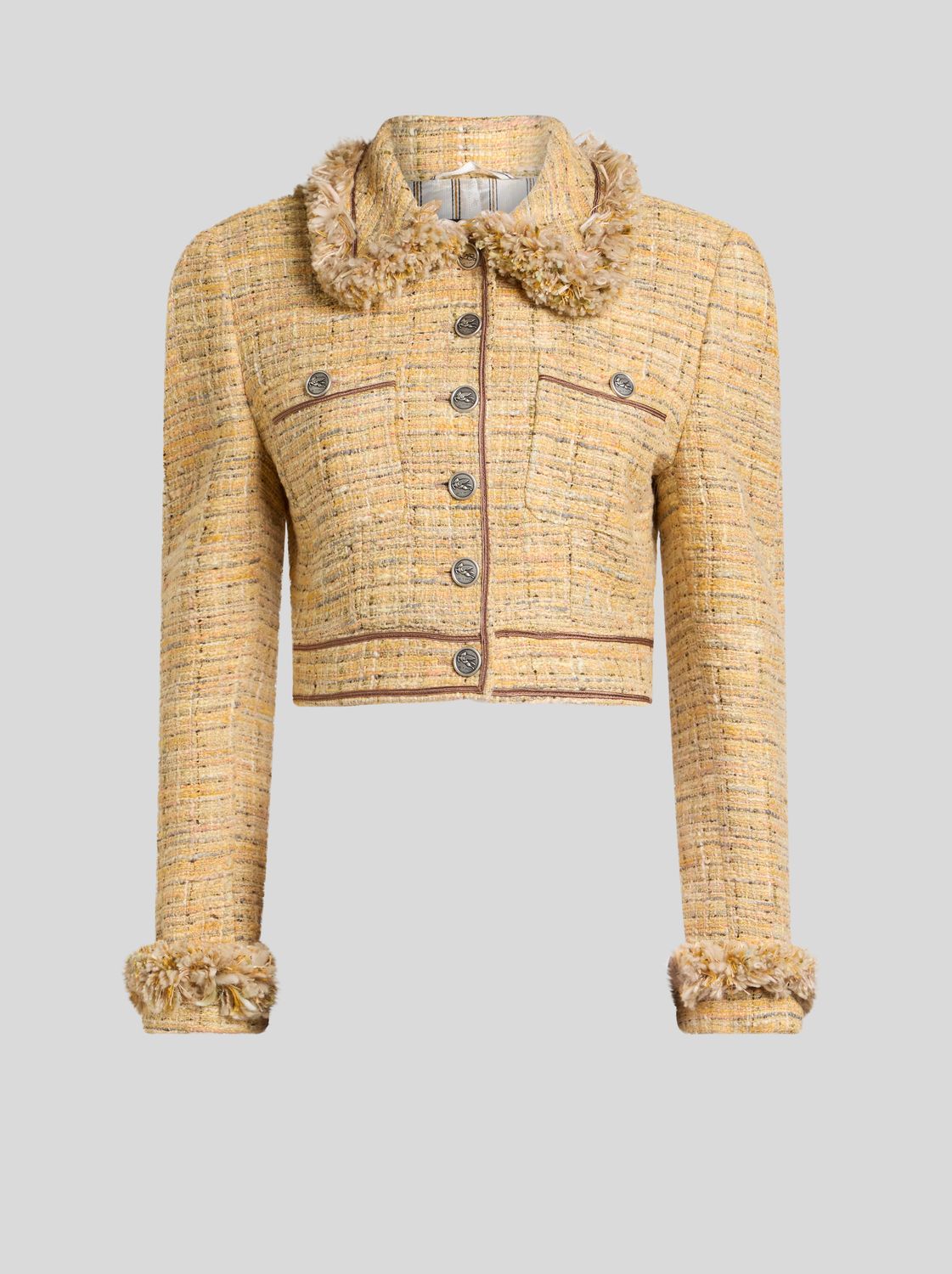 Etro-Jacket Raffia Like Details, Color: beige, Size: 40