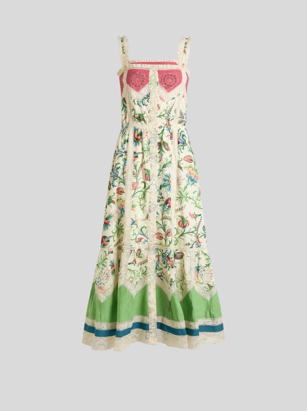 Etro-Midi Apron Dress Lace Insert